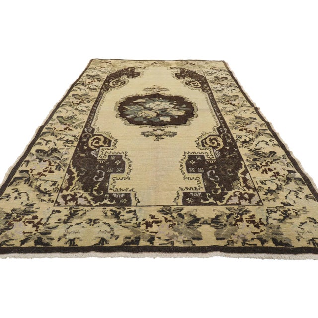 Modern Vintage Turkish Oushak Rug - 04'06 X 08'00 For Sale - Image 3 of 11