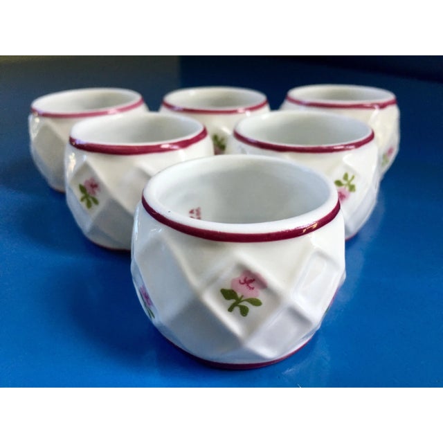 1980s 1986 Roses and Lattice Napkin Rings - Set of 6 For Sale - Image 5 of 9