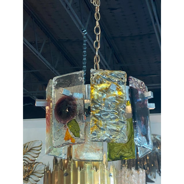 1960s Vintage Mid Century Murano Mazzega Colorful Round Italian Glass Chandelier For Sale - Image 5 of 13