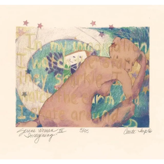 Lin Carte-Anderson (1947-2012) "Serene Woman / Imagining." Female nude lithograph, pencil signed, titled and numbered 3 of...