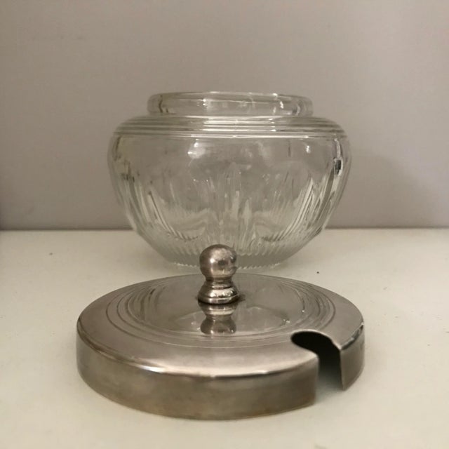 Vintage Cut Crystal Jam Pot Silver Plated Lid For Sale - Image 4 of 7
