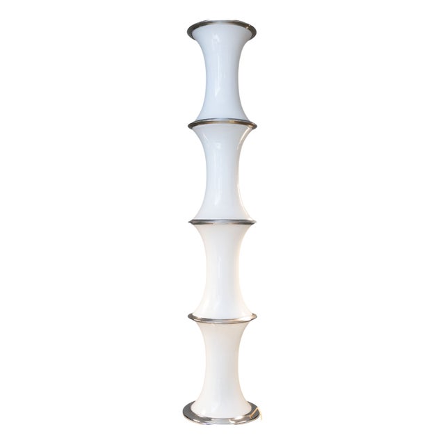 Floor Lamp in Opal Glass and Steel, 1970 For Sale