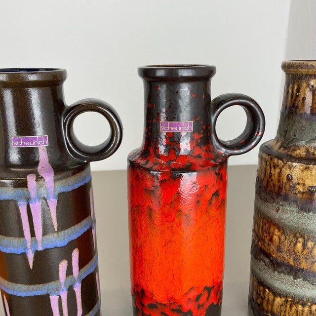Vintage Fat Lava Pottery Vases by Scheurich, Germany, 1970s, Set of 4 For Sale - Image 9 of 18