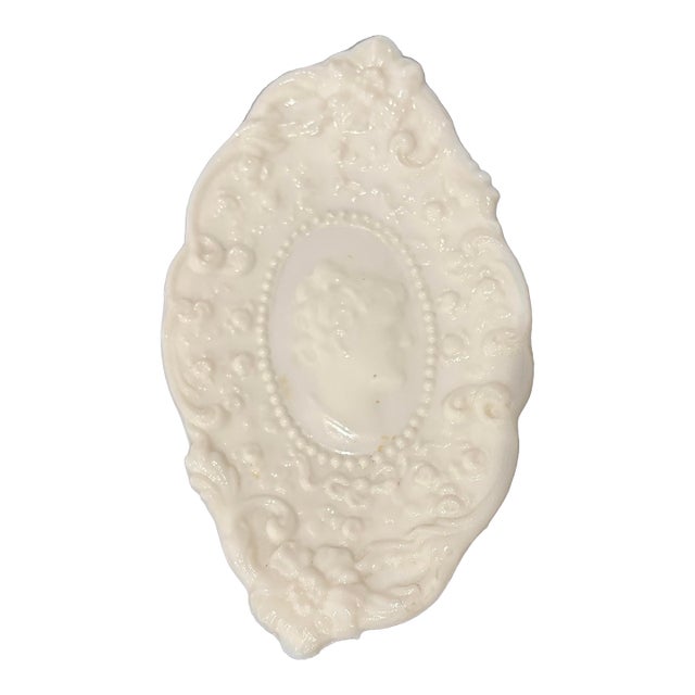 Vintage Jenny Lind Milk Glass Trinket Dish For Sale
