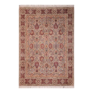 Shabby Chic Floral Pak-Persian Gray/Red Wool Rug - 8'2'' X 10'4'' For Sale