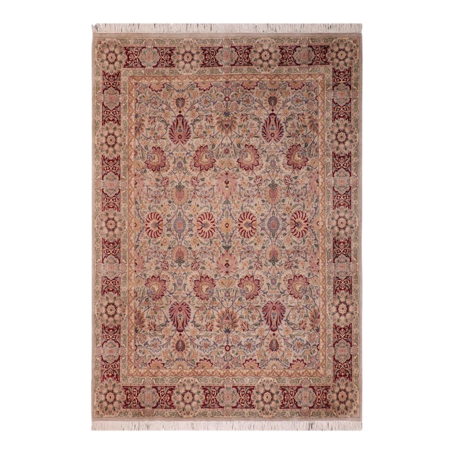 Shabby Chic Floral Pak-Persian Gray/Red Wool Rug - 8'2'' X 10'4'' For Sale