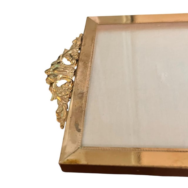 6" X 4" Vintage Ornate Picture Frame Tray Brass Hollywood Regency Glam Baroque French Empire Victorian For Sale - Image 4 of 9
