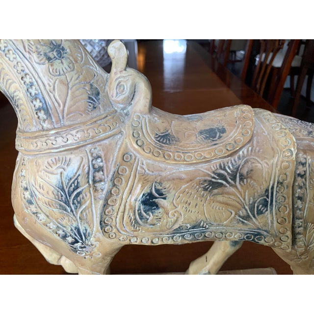 Vintage Wooden Warrior Horse Statue For Sale In Chicago - Image 6 of 12