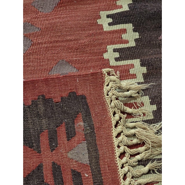 Vintage Turkish Kilim Runner Rug – Rust Red Geometric Tribal Design – 3 ...