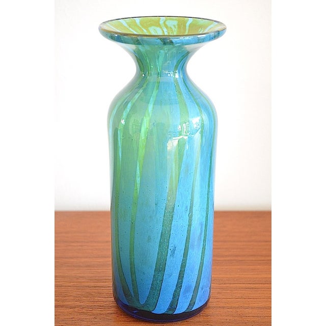 Blue Maltese Glass Vase by Michael Harris for Mdina, 1970s For Sale - Image 8 of 8