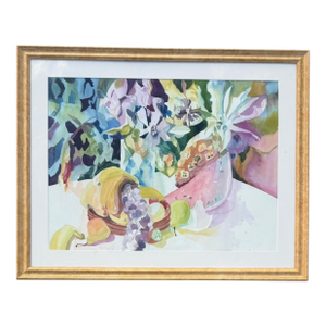 Mid 20th Century Abstract Still Life Original Signed Watercolor