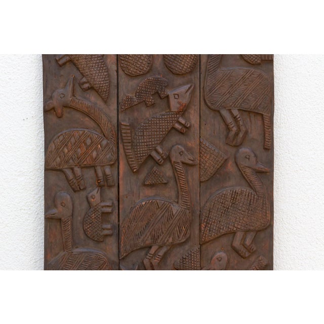 African 66" Tall Dark Espresso Carved Nupe Door For Sale - Image 3 of 6