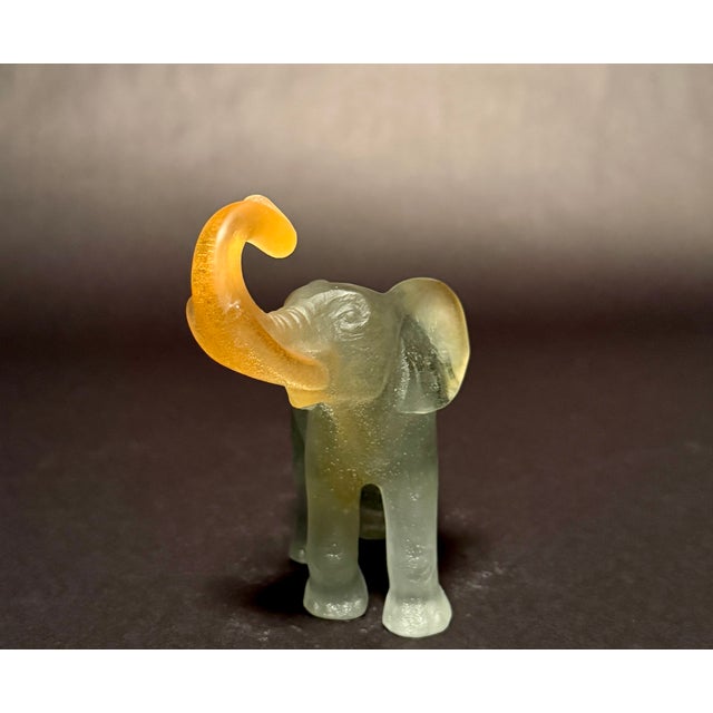 Mid-Century Modern Daum France Pâte De Verre Frosted Glass Elephant Sculpture For Sale - Image 3 of 8