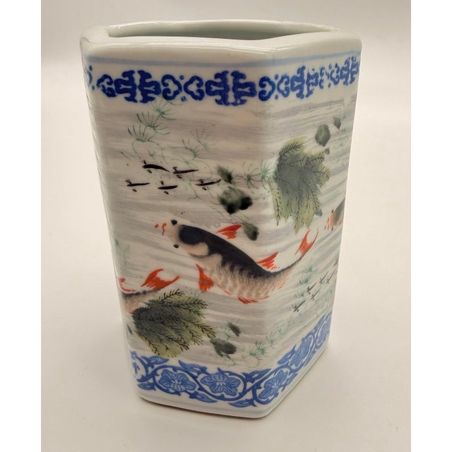 Antique Porcelain Chinese Brush Pot For Sale In Portland, ME - Image 6 of 9