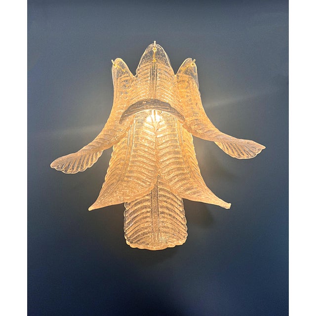 Vintage Murano Felci Wall Sconces with Gold Glass Petals, 1990s, Set of 2 For Sale - Image 15 of 16