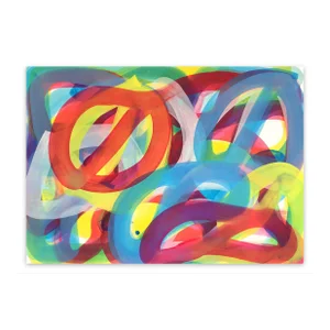 Contemporary Abstract Gouache on Fabriano Paper Painting "Squirm 1" by Leon Phillips