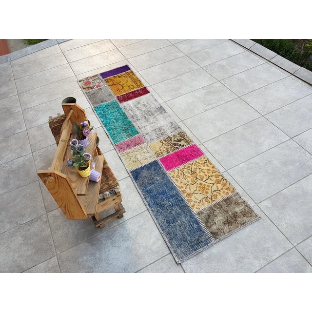 Blue Vintage Wool Hallway Runner For Sale - Image 8 of 10