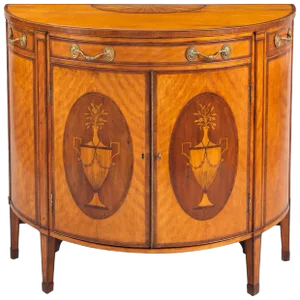 George III Satinwood Demilune Console Cabinet, circa 1790