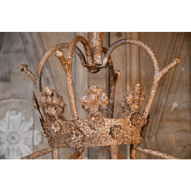 Antique Wrought Iron Chandelier, 1600s For Sale - Image 5 of 5