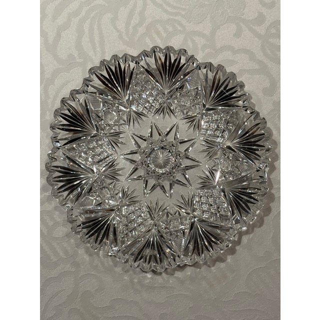 Set of Three American Brilliant Period Cut Crystal Plates For Sale - Image 9 of 17