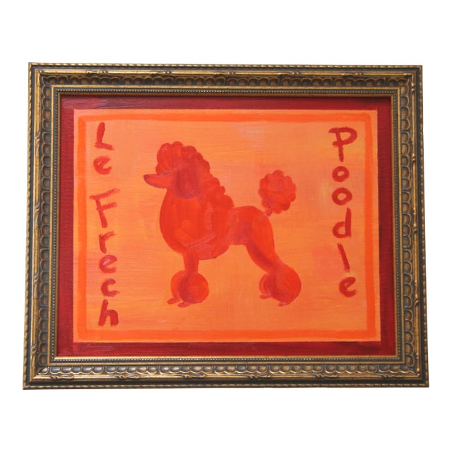 Dog Poodle Pop Art Minimalism Art Deco Orange Apricot Original Oil Painting by Cleo Plowden For Sale