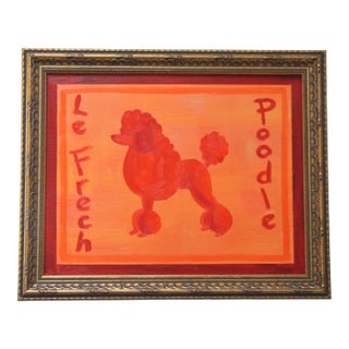 Dog Poodle Pop Art Minimalism Art Deco Orange Apricot Original Oil Painting Cleo Plowden For Sale