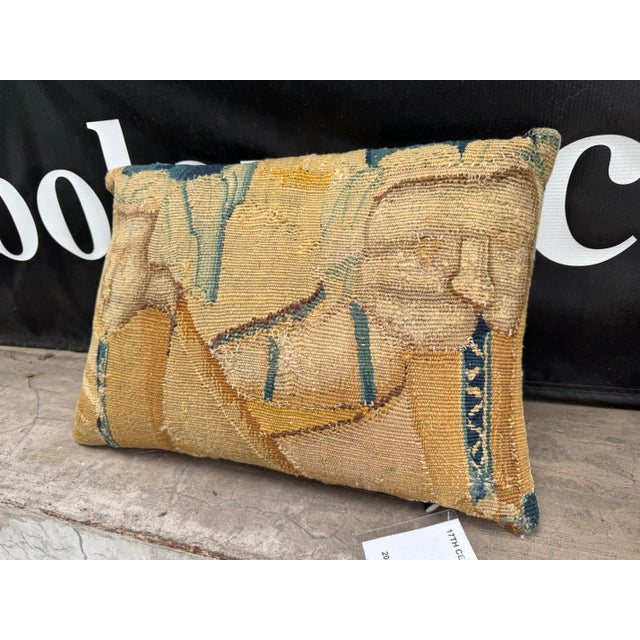 This authentic seventeenth century Flemish tapestry pillow is crafted from a rare handwoven wool fragment dating to the...