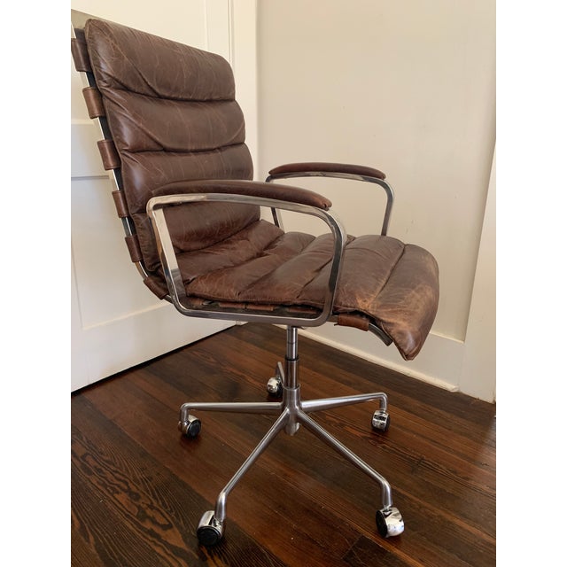 Modern Restoration Hardware Oviedo Leather Desk Chair | Chairish