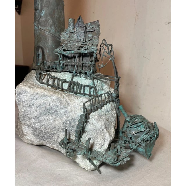 Vintage Jim Lewk Bronze Stone Nautical Lighthouse Brutalist Sculpture Statue Art For Sale - Image 11 of 18