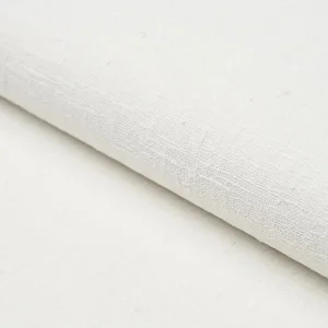 SAMPLE - Schumacher Linen Bark Wallpaper In White