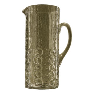 Mid-Century Sculptural Hand-Blown Bubble Glass Pitcher, Belgium, 1970s For Sale