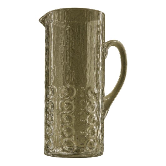 Mid-Century Sculptural Hand-Blown Bubble Glass Pitcher, Belgium, 1970s For Sale