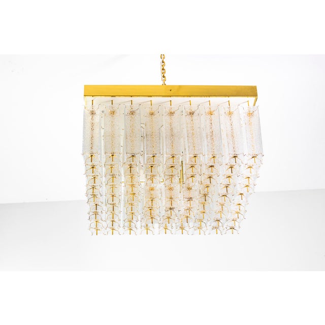 Bohemian Flush-Mount Light in Textured Glass & Brass, 1960s For Sale - Image 6 of 18