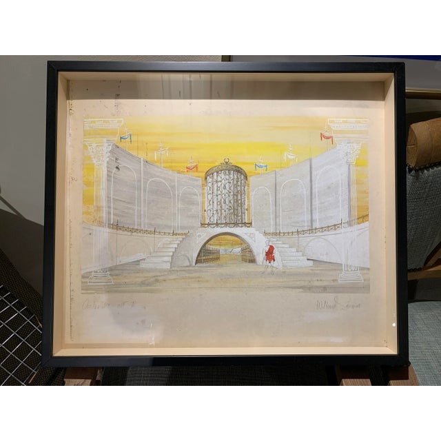 Yellow 1960s Framed Watercolor Stage Rendering of Titus Andronicus by William Simmons For Sale - Image 8 of 10