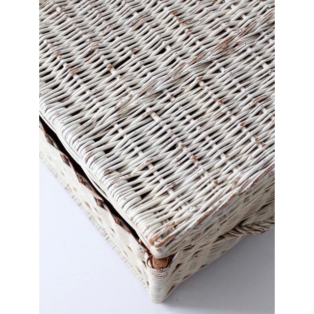 Vintage White Wicker Storage Basket For Sale - Image 15 of 18
