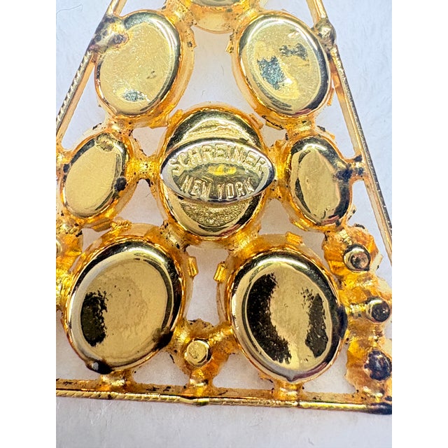 1960s Signed Schreiner New York Cross Pendant Brooch Clear Crystal With Original Chain For Sale In Salt Lake City - Image 6 of 15