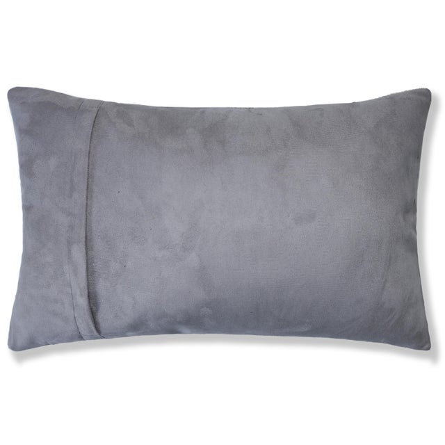 Textile Luxury Genuine Cowhide Leather Circle Patchwork Throw Pillow 16x24 | Handmade Designer Lumbar Cushion For Sale - Image 7 of 7
