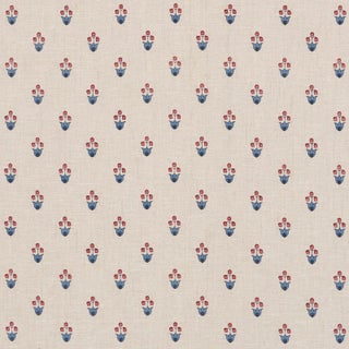 Schumacher Moira Hand Print Fabric In Cerise & Ink For Sale