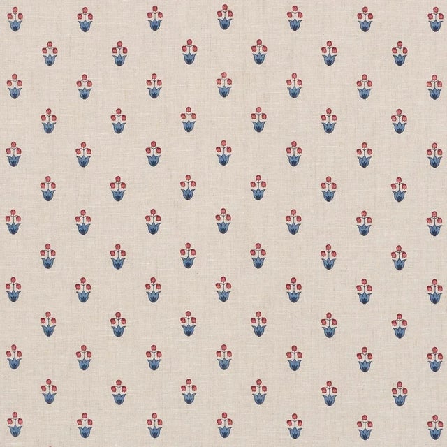 Schumacher Moira Hand Print Fabric In Cerise & Ink For Sale