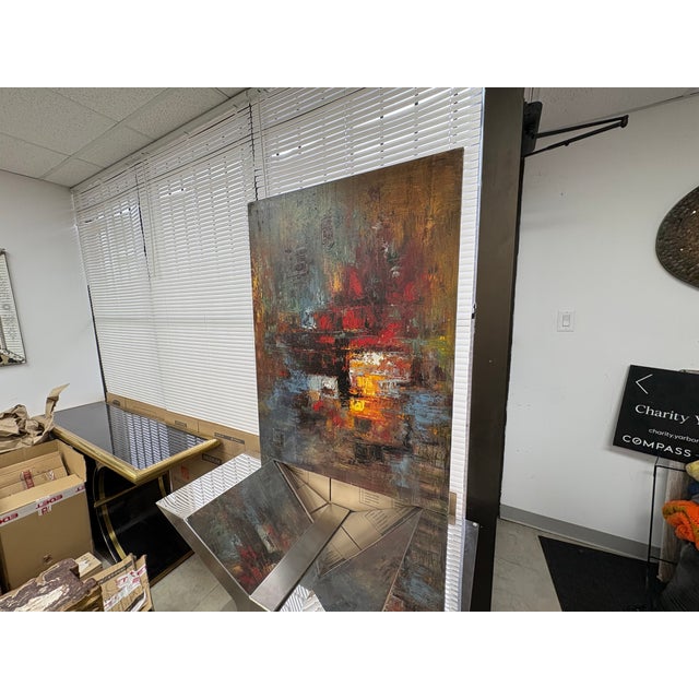 1990s Modernist Abstract Oil Painting For Sale - Image 10 of 12