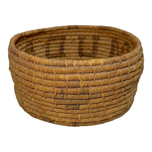 Antique 1800's Native American Comanche Eka Muda Hand Woven Wicker Basket Indian For Sale