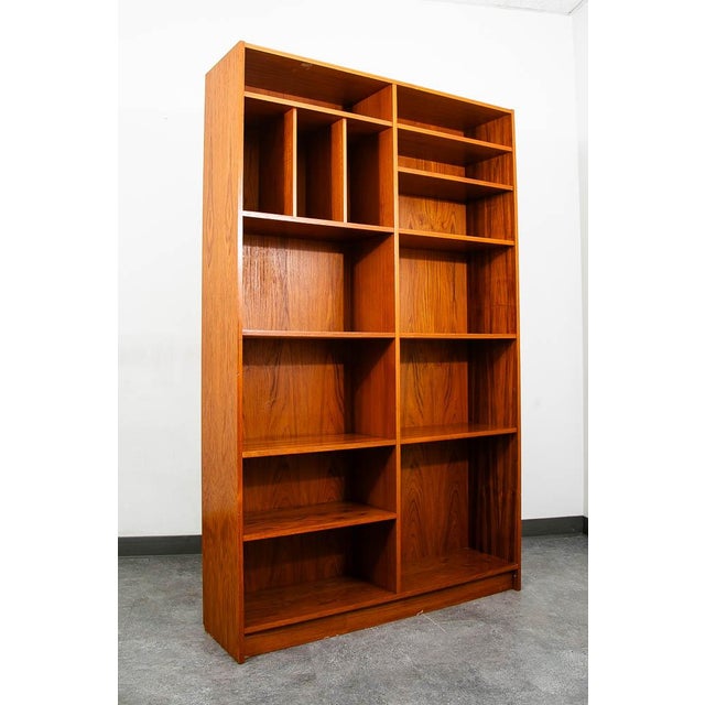 Brown Mid Century Danish Modern Bookshelf Tall Teak Wood Shelving Unit Adjustable MCM For Sale - Image 8 of 11