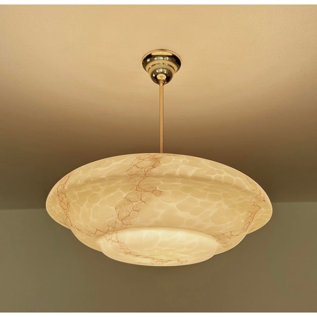 Art Deco Amber Glass Pendant Light, 1930s For Sale - Image 4 of 18