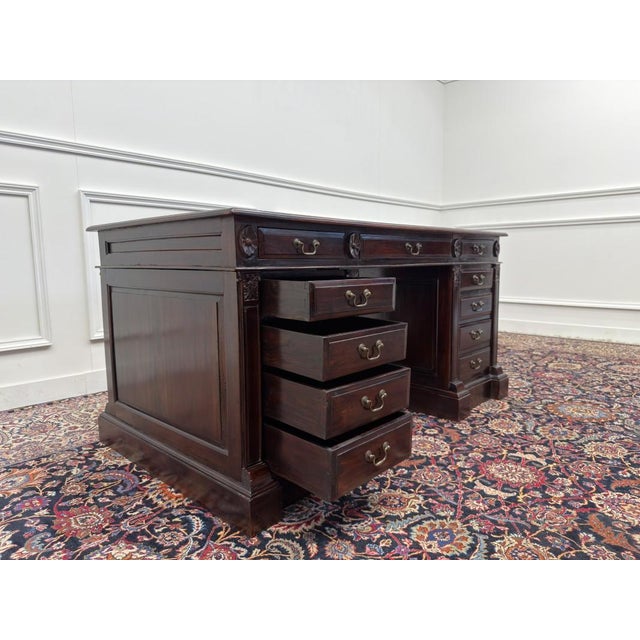 English Teak Chesterfield Desk For Sale - Image 13 of 18