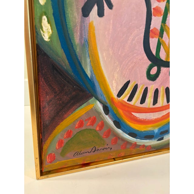 Mid-Century Modern Colorful Abstract Expressionist Painting Attributed to Alan Davis For Sale - Image 3 of 8