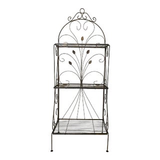 Mid 20th Century Vintage Baker Shelf Metal Floral Design For Sale
