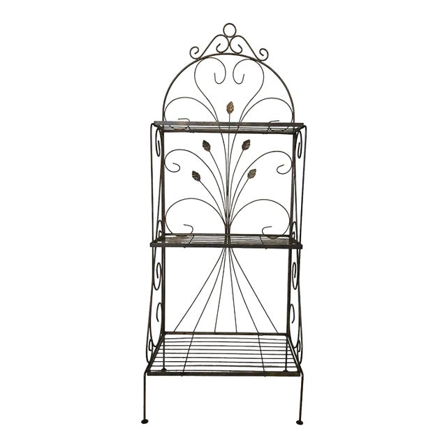Mid 20th Century Vintage Baker Shelf Metal Floral Design For Sale