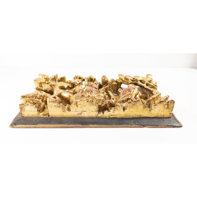 Early 20th Century Early 20th Century Chinese Carved Giltwood Panel With Damaged Crane For Sale - Image 5 of 8