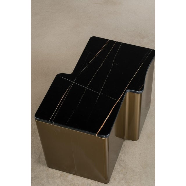 Contemporary Ludie Irregular Shape Side Table with Black Marble Top For Sale - Image 3 of 6