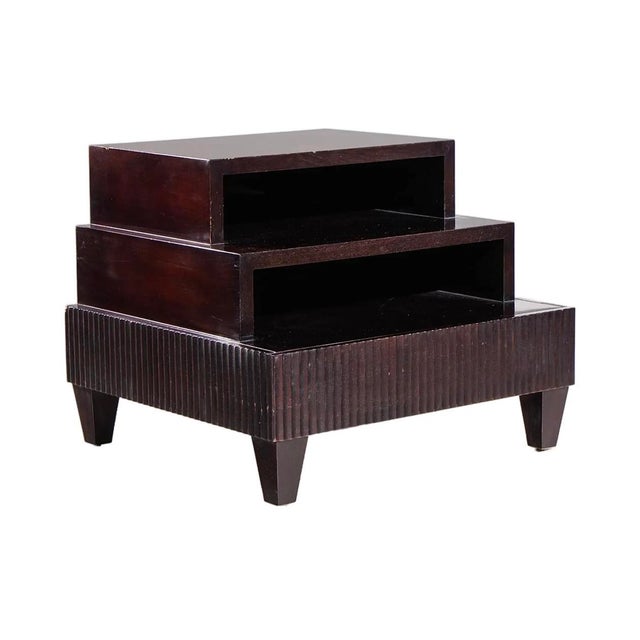 Barbara Barry 1990s Beautiful Barbara Barry for Baker Modern Regency Dark Mahogany Three-Tier Side Table For Sale - Image 4 of 7